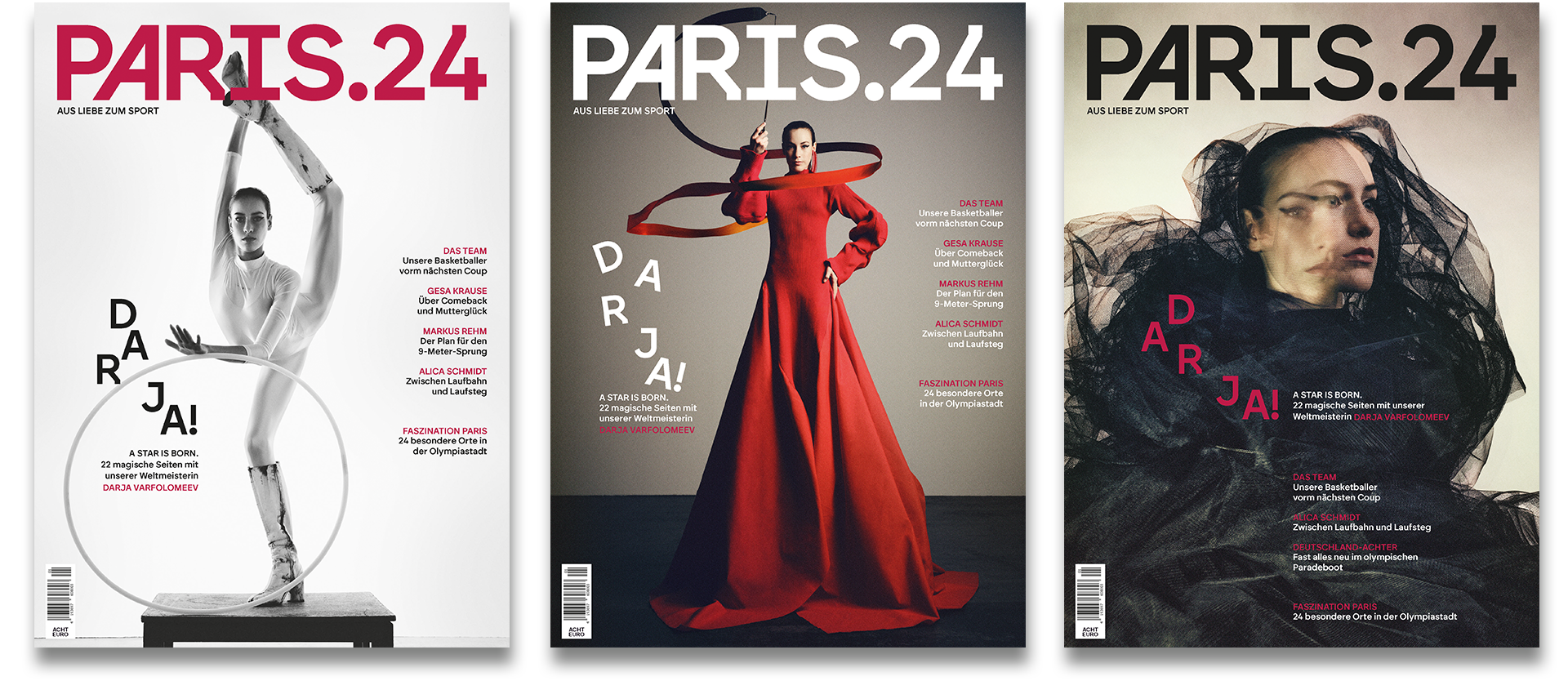 Cover der drei Ausgaben "PARIS.24 - Aus Liebe zum Sport" | Foto: Oberhagemann Wurm GbR