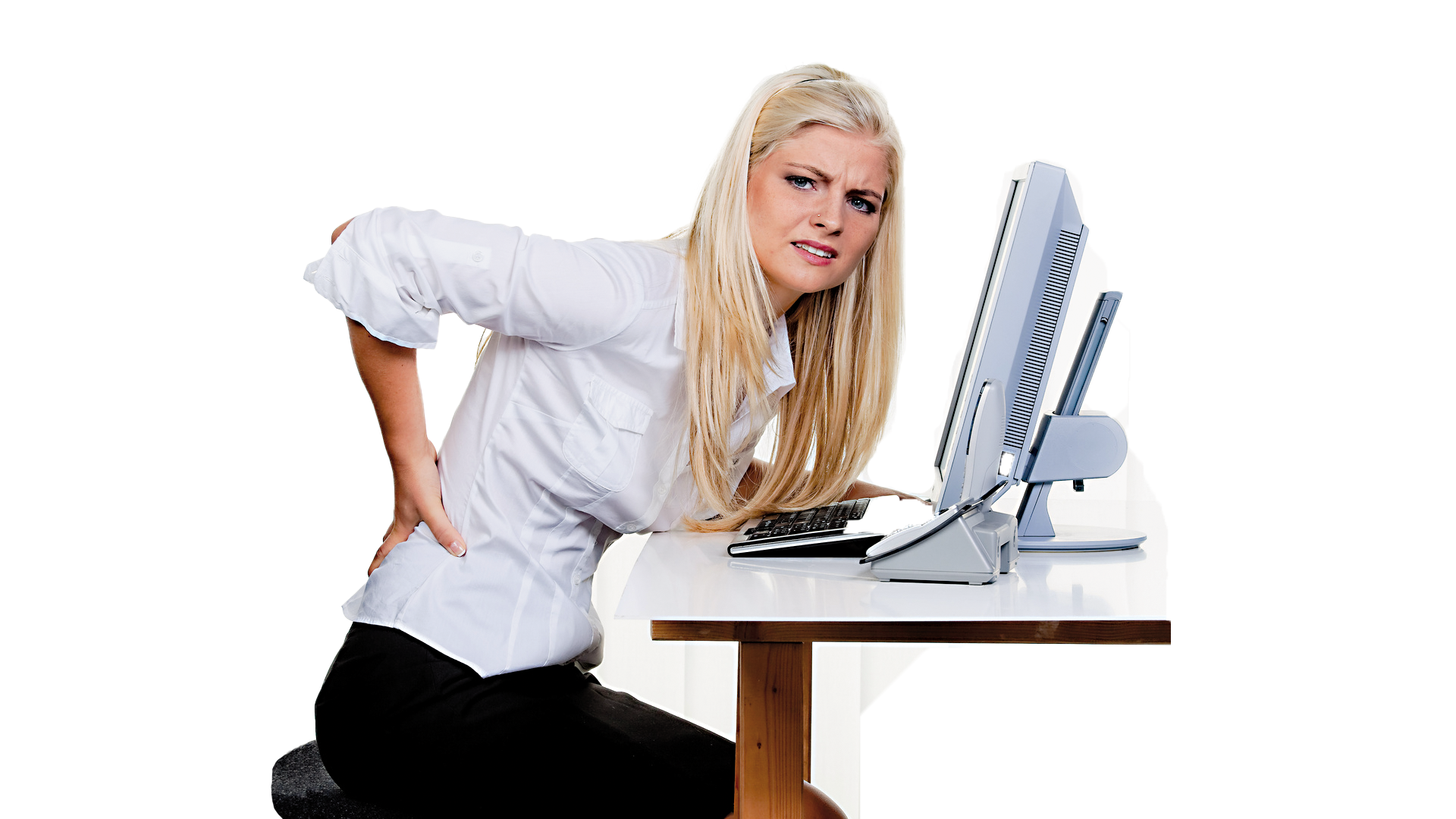 Sitzende Frau mit Rückenproblemen | Bildquelle: Fotolia.com