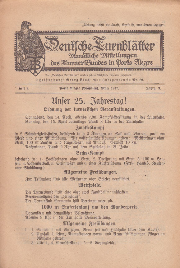 Deutsche Turnblätter Jg. 3, 1917, H. 3. Turnlehrer Georg Black als Schriftleiter | Sammlung: Dr. Lothar Wieser