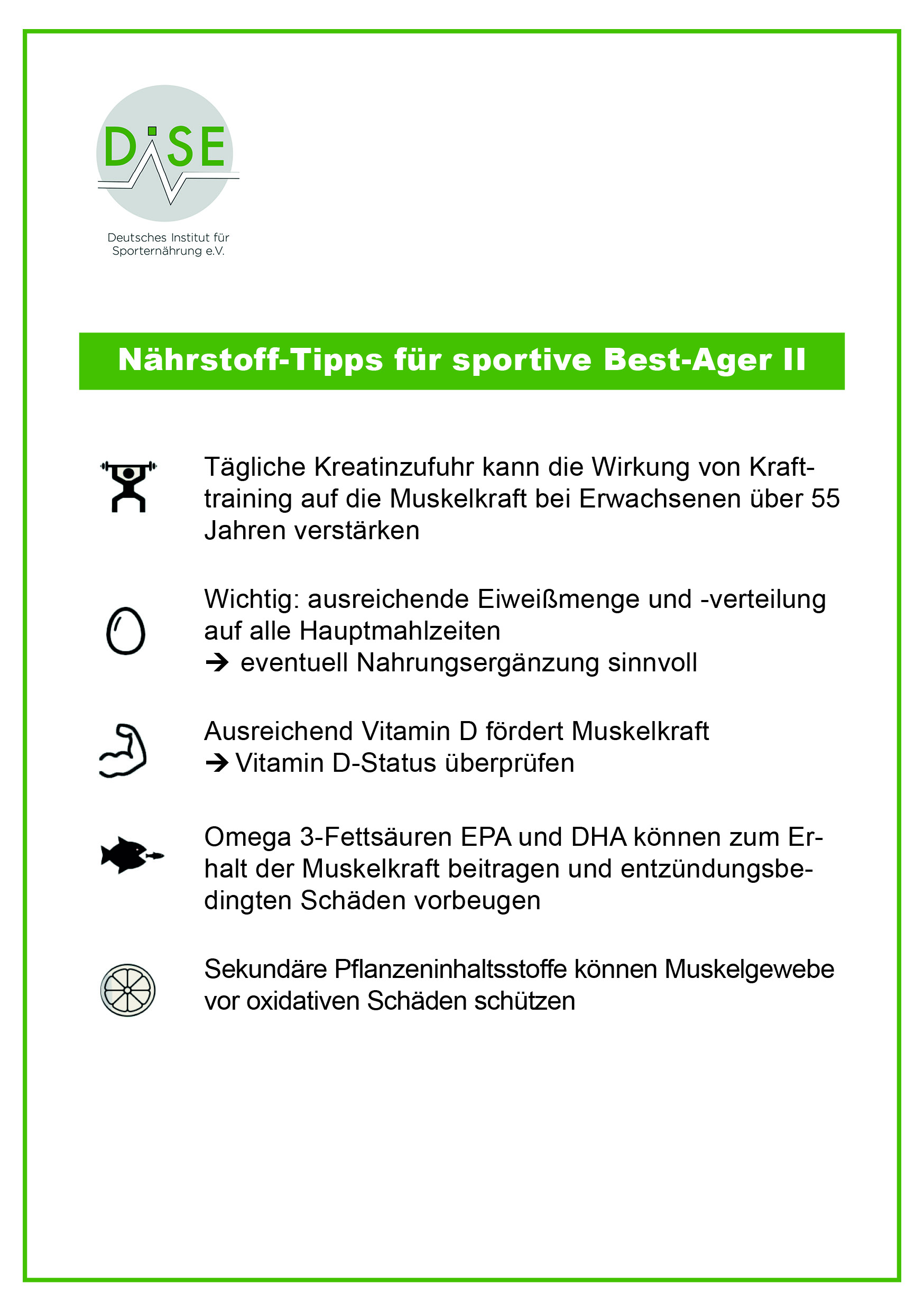 Grafik Nährstofftipps Best Ager II | Grafik: DiSE/DTB